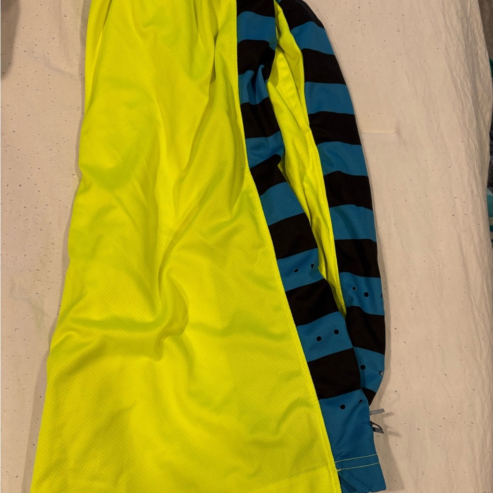 Yellow and Blue Striped Athletic Shorts